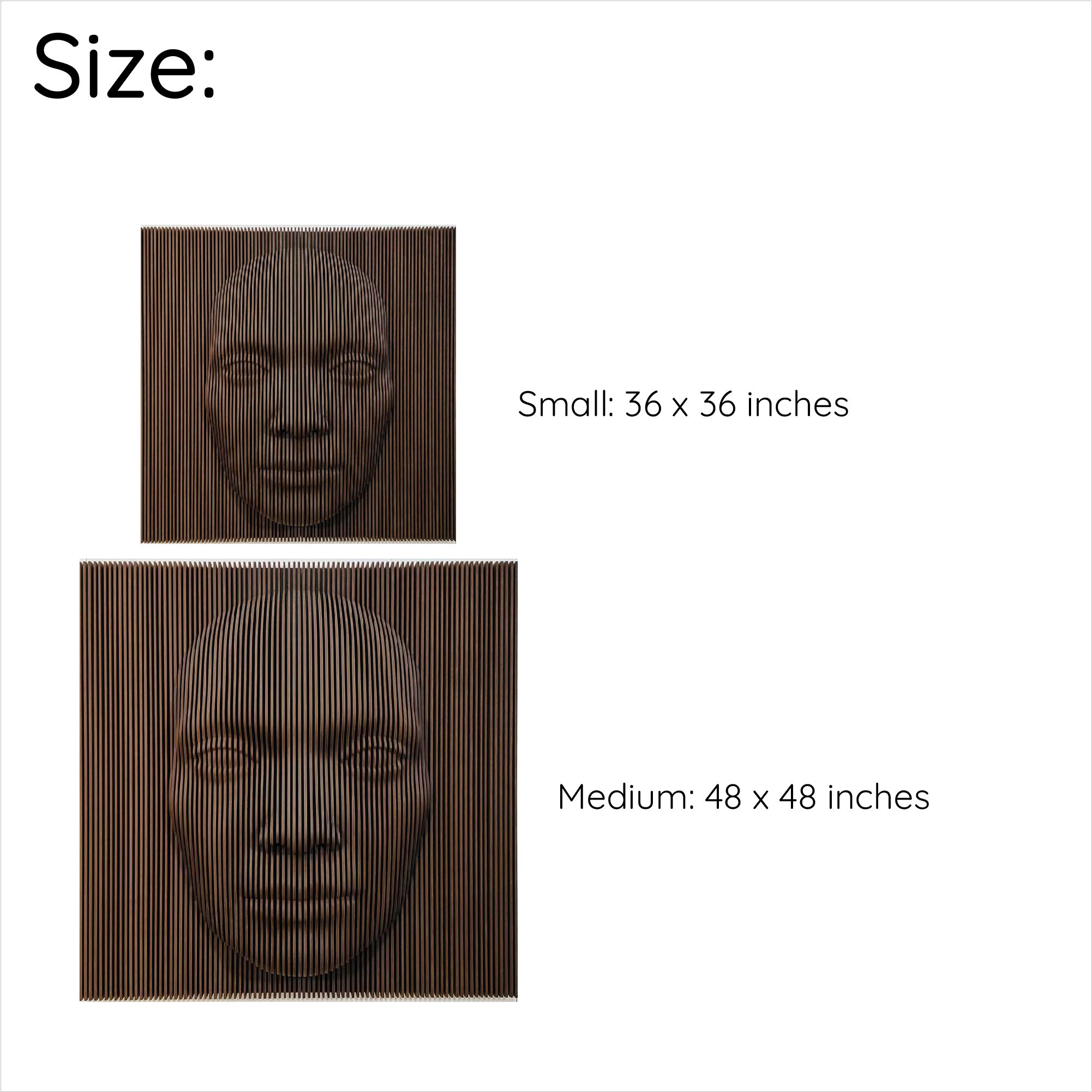 3D Parametric Human Face Wall Sculpture (1/4"Thick)  3D Wall Art.